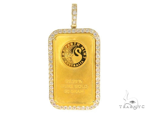 Prong Diamond Swan Gold Bar Pendant 45237 - Image 1