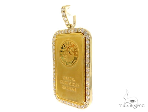 Prong Diamond Swan Gold Bar Pendant 45237 - Image 2