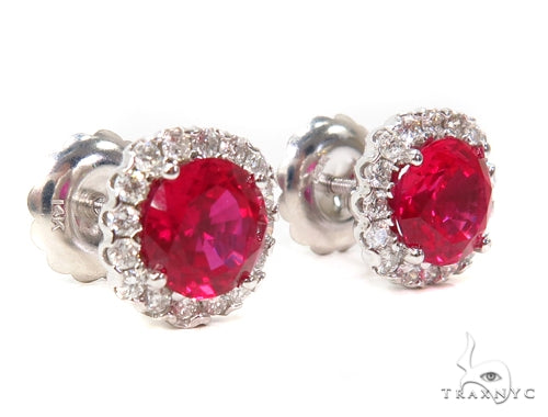 Prong Diamond Ruby Earrings 40333 - Image 4