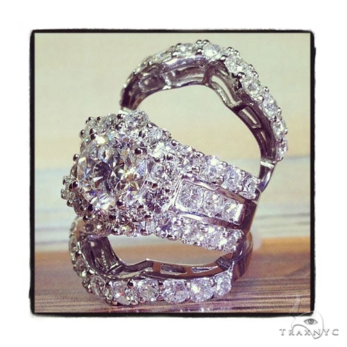 Prong Diamond Wedding Ring Set 39769 - Image 3