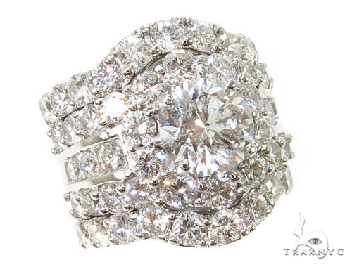 Prong Diamond Wedding Ring Set 39769 - Image 4