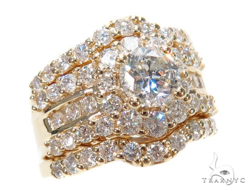 Prong Diamond Wedding Ring Set 45064 - Image 4