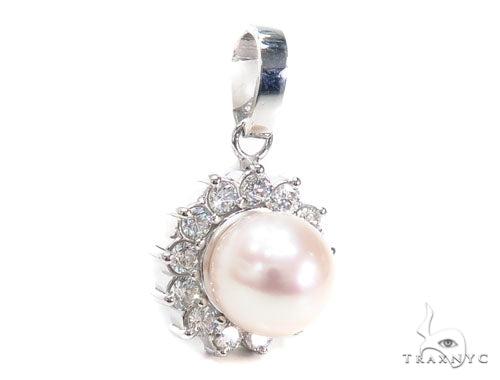 Prong Pearl Diamond Pendant 40938 - Image 2