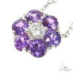 Purple Sapphire Diamond Flower Necklace 67234 - Image 3