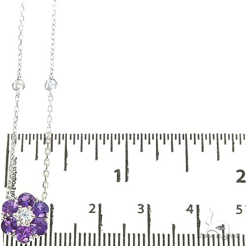 Purple Sapphire Diamond Flower Necklace 67234 - Image 6