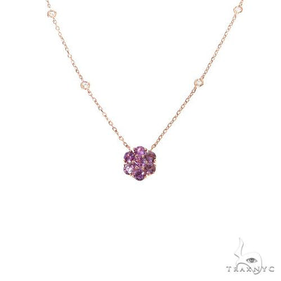 Purple Sapphire Diamond Flower Necklace 67410 - Image 1