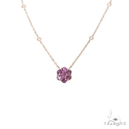 Purple Sapphire Diamond Flower Necklace 67410 - Image 1