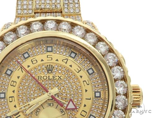 ROLEX 18k GOLD YACHTMASTER II 2 WATCH MODEL # 116688 FULL DIAMOND WATCH 63741 - Image 5
