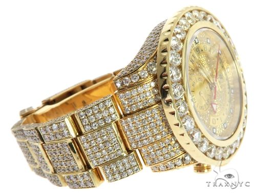 ROLEX 18k GOLD YACHTMASTER II 2 WATCH MODEL # 116688 FULL DIAMOND WATCH 63741 - Image 9