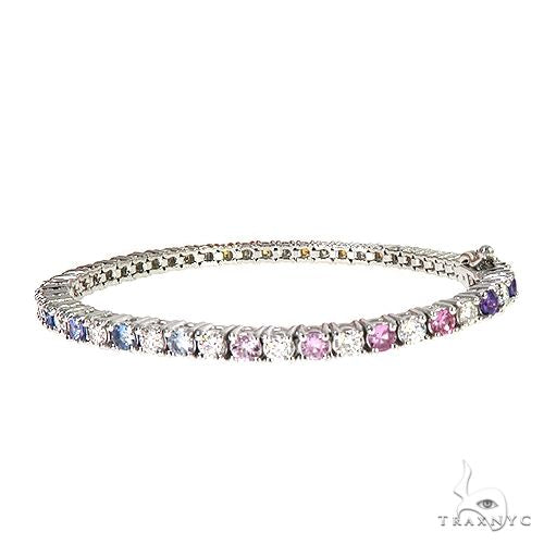 Rainbow Diamond Sapphire Tennis Bracelet 67109 - Image 2