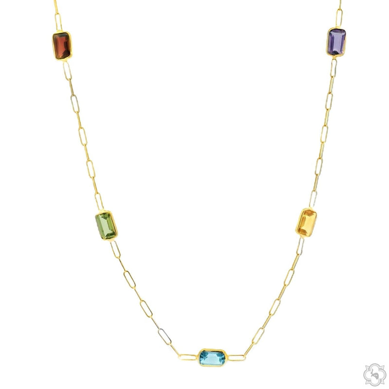 Rainbow Gem Link Necklace 70741 - Image 1