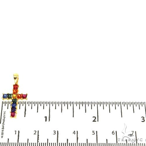 Rainbow Princess Cut Sapphire Cross 67145 - Image 5