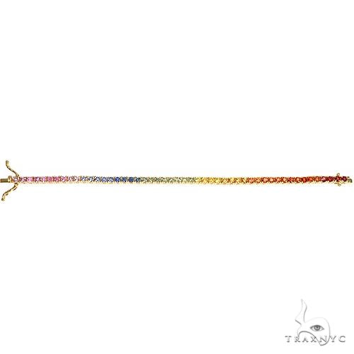 10 Pointer Rainbow Sapphire Tennis Bracelet 66892 - Image 5