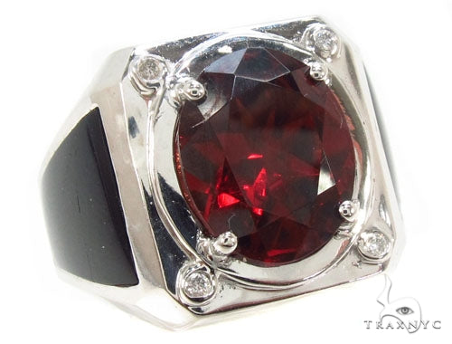 Red Garnet & Diamond Custom Ring 35492 - Image 1