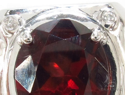 Red Garnet & Diamond Custom Ring 35492 - Image 3