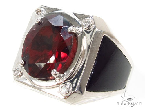 Red Garnet & Diamond Custom Ring 35492 - Image 4