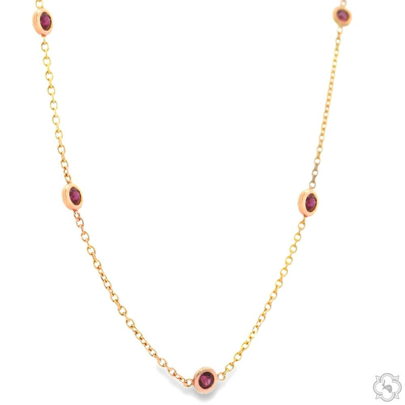 Red Sapphire Bezel Necklace 70427 - Image 2