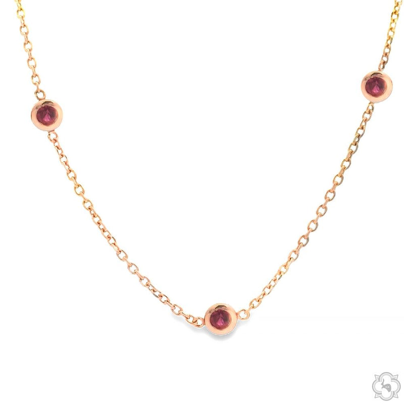 Red Sapphire Bezel Necklace 70427 - Image 3