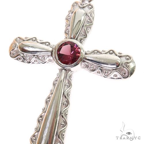 Rhodolite Sanctity Cross Pendant Set 69683 - Image 3