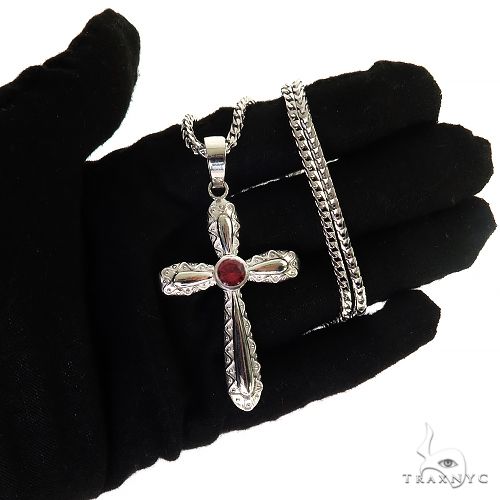 Rhodolite Sanctity Cross Pendant Set 69683 - Image 7