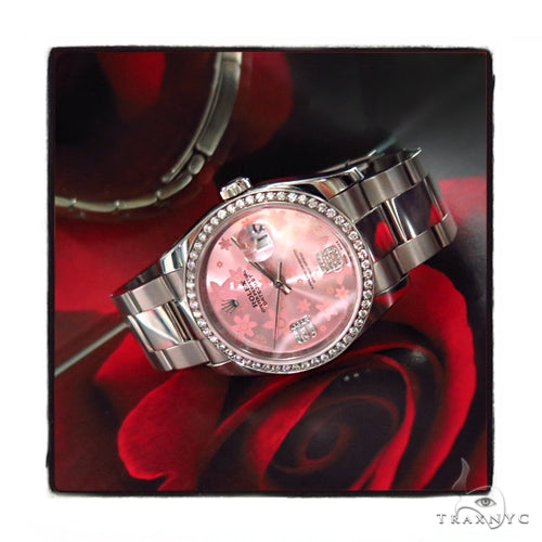 Rolex Date Just Floral Pink Steel 116200 44758 - Image 3