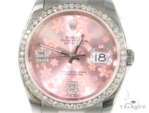Rolex Date Just Floral Pink Steel 116200 44758 - Image 1