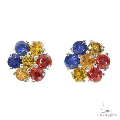 Romania Sapphire Flower Earrings 67134 - Image 1