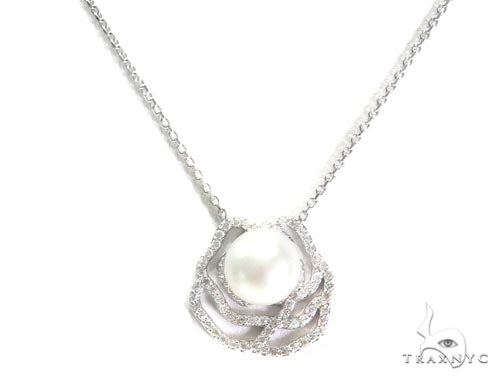 Rose Diamond Pearl Necklace 44602 - Image 1