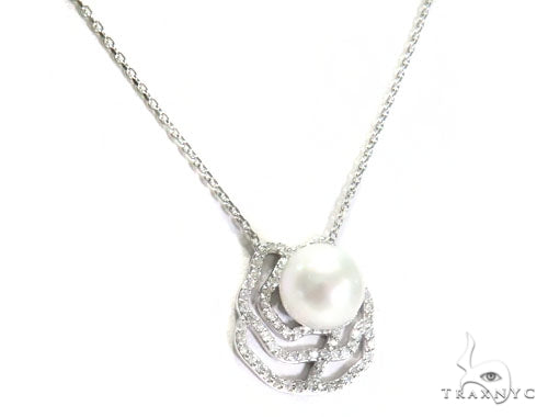 Rose Diamond Pearl Necklace 44602 - Image 2