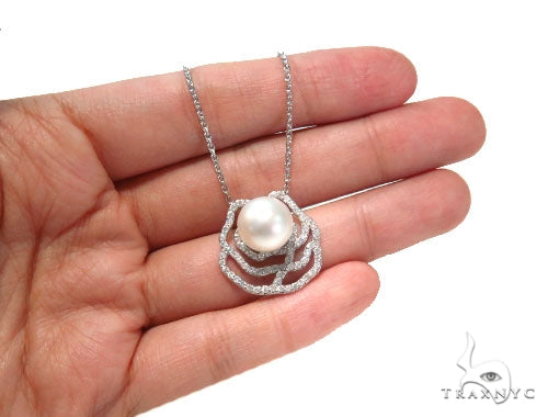 Rose Diamond Pearl Necklace 44602 - Image 8