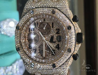 Rose Gold  Audemars Piguet Royal Oak Offshore Diamond Watch Leather Strap 63892 - Image 1