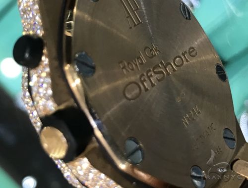 Rose Gold  Audemars Piguet Royal Oak Offshore Diamond Watch Leather Strap 63892 - Image 4