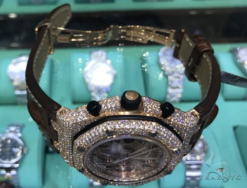 Rose Gold  Audemars Piguet Royal Oak Offshore Diamond Watch Leather Strap 63892 - Image 5