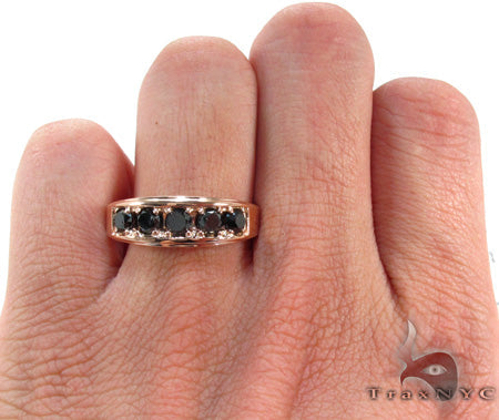 14K Rose Gold Black Diamond Band 28402 - Image 7
