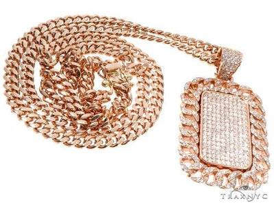 Rose Gold Micro Pave Diamond Dog Tag Set 64008 - Image 1