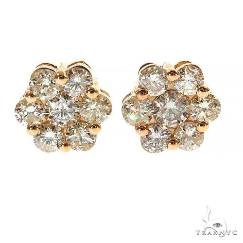 Round Cut Stud Flower Earrings 305