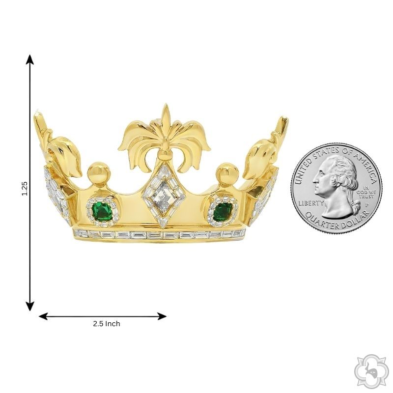 Royal Crown Diamond and Emerald Pendant 70775 - Image 8