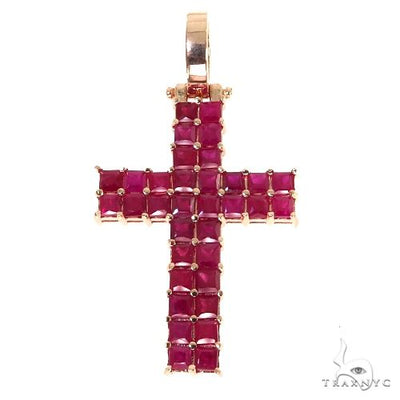 Ruby 2 Row Princess Cut Sapphire Cross 67790 67791 - Image 1