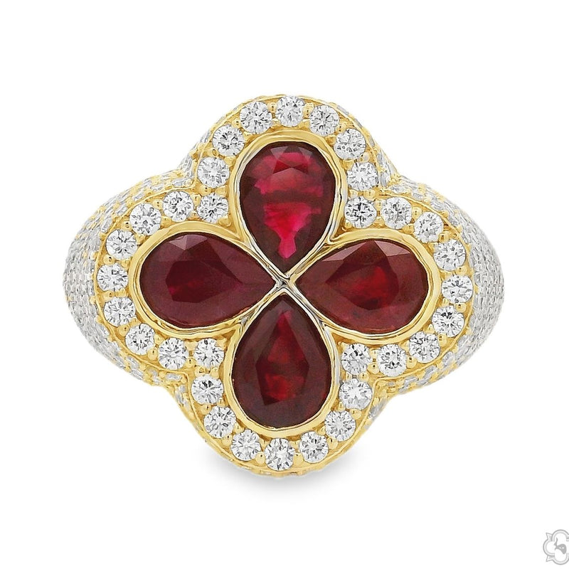 Ruby Clover Diamond Ring 70828 - Image 1