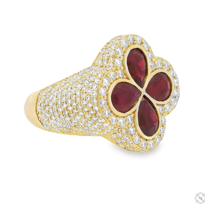 Ruby Clover Diamond Ring 70828 - Image 3