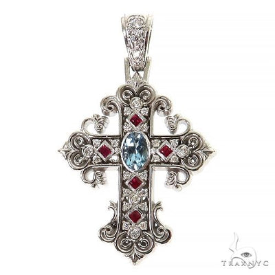 Aquamarine Ruby Diamond Cross 68582 - Image 1