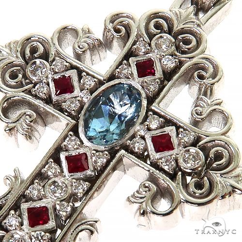 Aquamarine Ruby Diamond Cross 68582 - Image 3