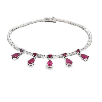 Ruby Droplet Tennis Bracelet 70669 - Image 1