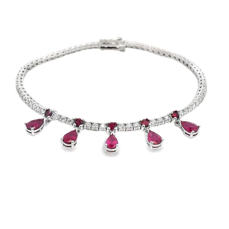 Ruby Droplet Tennis Bracelet 70669 - Image 1