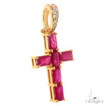 Ruby Emerald Cut Sapphire Cross Pendant 67462 - Image 2