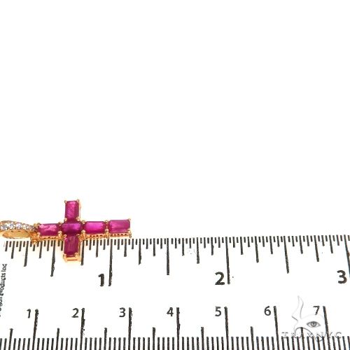 Ruby Emerald Cut Sapphire Cross Pendant 67462 - Image 6