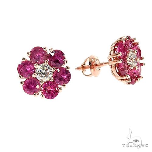 Ruby Flower Earrings 67041 - Image 2
