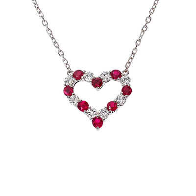 Ruby Diamond Heart Necklace 67487