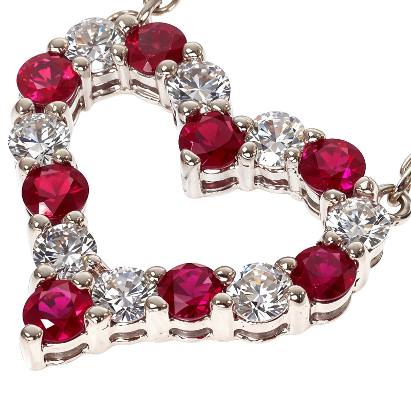 Ruby Diamond Heart Necklace 67487