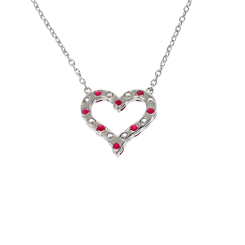 Ruby Diamond Heart Necklace 67487